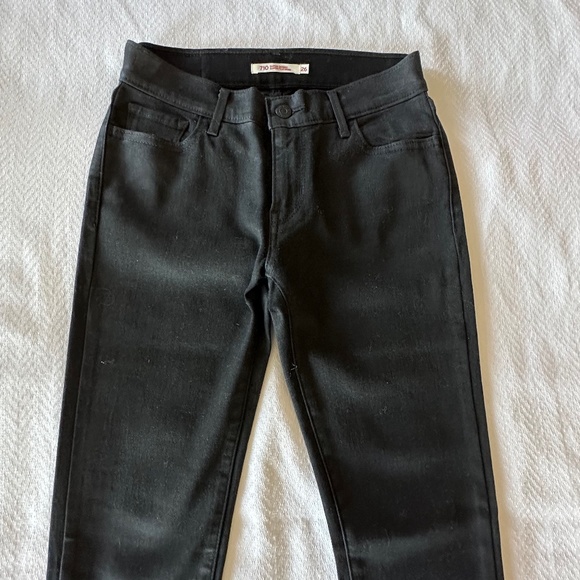 Levi's 710 Super Skinny Black Wax Coated Jeans, Size 26, Black - Picture 1 of 13